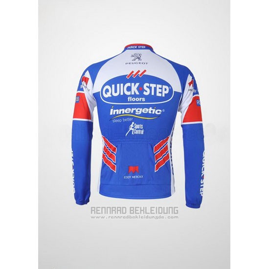 2011 Fahrradbekleidung Quick Step Floor Wei und Azurblau Trikot Langarm und Tragerhose - zum Schließen ins Bild klicken